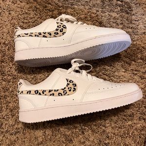 Nike Court Vision Low 'Leopard Swoosh - White' DD9665-100 size 9.5